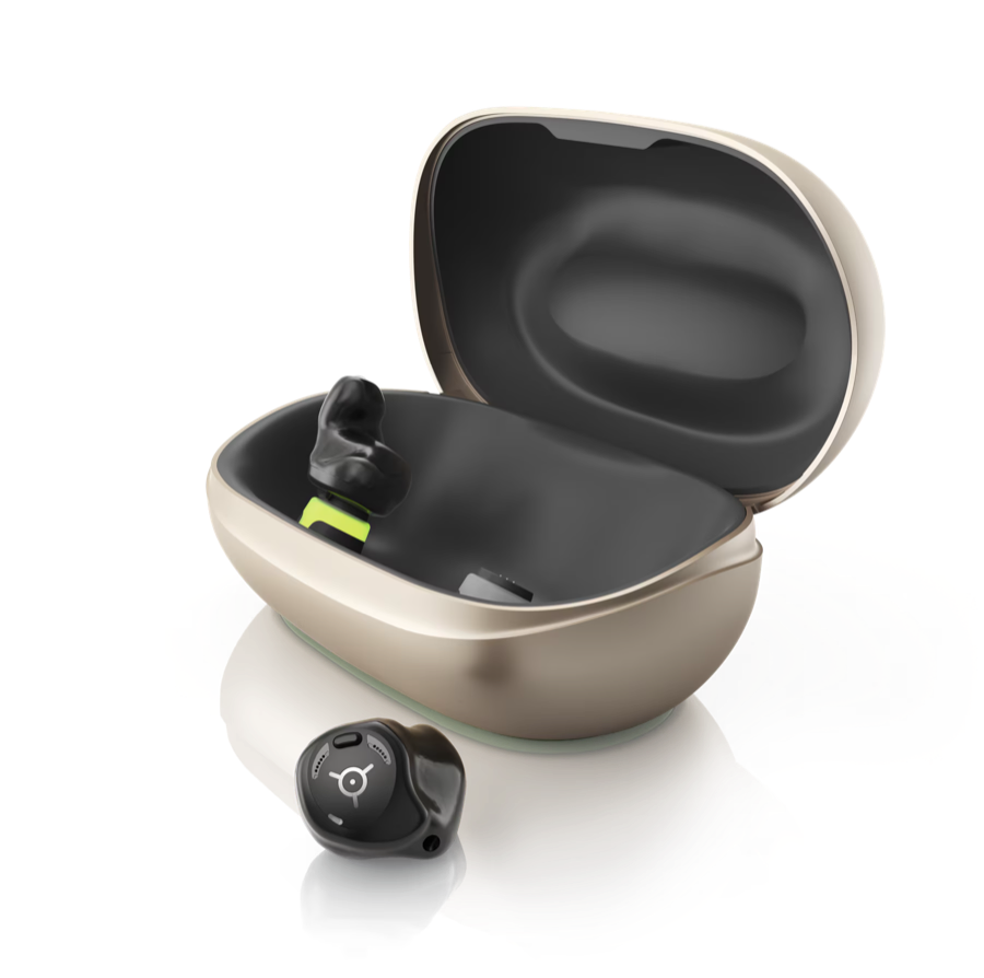 Aparelho auditivo Phonak Virto Infinio com estojo carregador, intra-auricular recarregável
